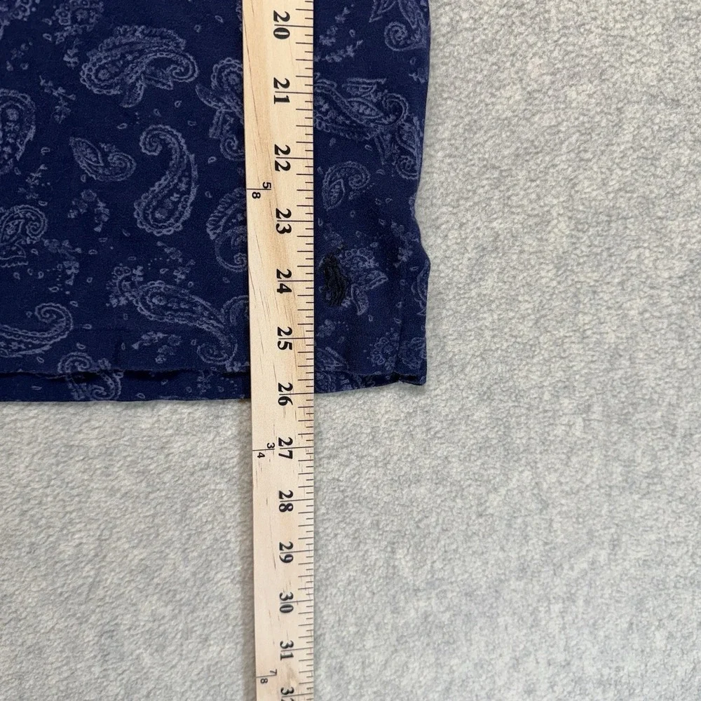 Polo Ralph Lauren Polo Shirt Mens Medium Navy Paisley Print Short Sleeve